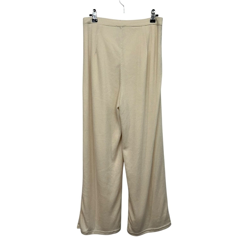 SABO Cream Textured Wide Leg Trouser Pants S Minimalist Resort Quiet Luxury Chic - Picture 6 of 10